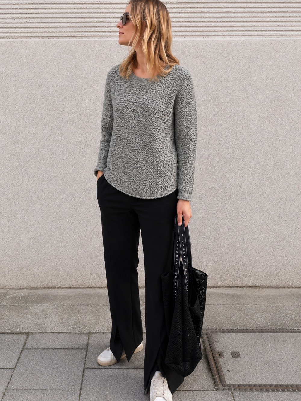 Brochu Walker 100% Baby Alpaca Slip Stitch
Sweater Small Gray Scoop Neck